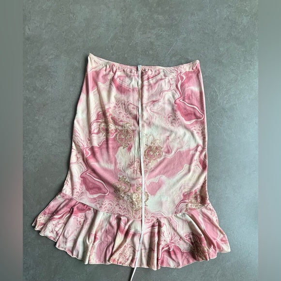 Vintage Floral Trumpet, Mermaid High Low Midi Skirt Rose Pink Size M Paris - Picture 5 of 7